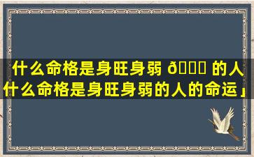 什么命格是身旺身弱 💐 的人「什么命格是身旺身弱的人的命运」